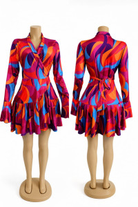 Vestido Corto Estampado Cruzado